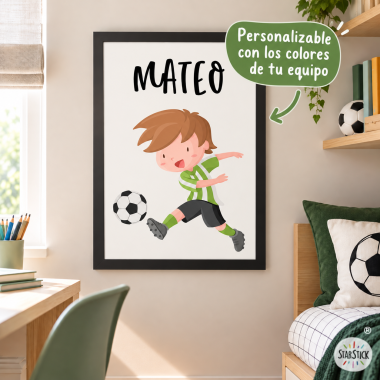 Cuadro infantil personalizado con los colores de tu equipo – Decoración de fútbol