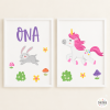 Pack de 2 láminas decorativas – El paseo del unicornio – Decoración infantil