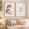 2 làmines infantils personalitzables – Nens a la lluna – Decoració infantil