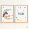 Làmines infantils personalitzables - Nena a la lluna - Decoració infantil