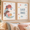 2 affiches personnalisables pour enfants – Enfants sur la lune – Décoration enfant