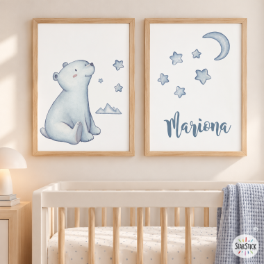 Pack de 2 affiches décoratives – Ours polaire – Décoration enfant