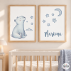 Pack of 2 decorative prints – Polar bear – Children’s room decoration