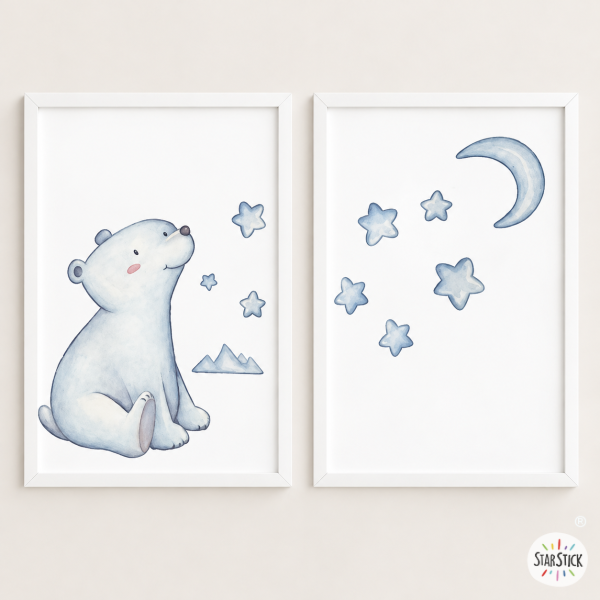Pack of 2 decorative prints – Polar bear – Children’s room decoration