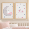Set of 2 children's prints - Little bear on the moon - Personalized paintings