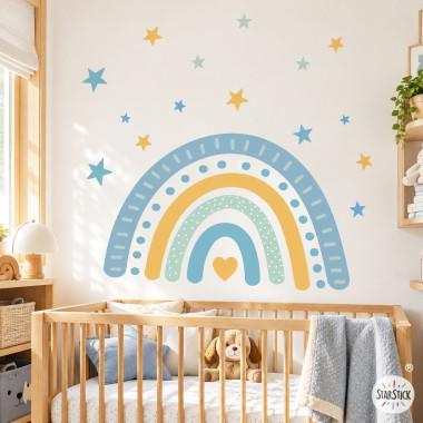 Buy pastel rainbow wall decal with heart, removable nursery sticker for baby girl bedroom decor