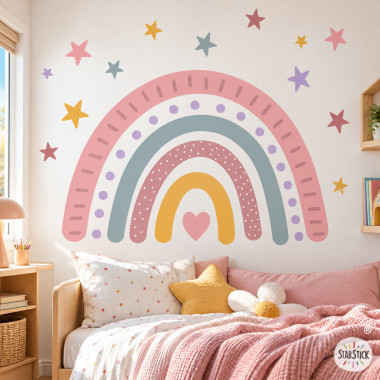 Buy pastel rainbow wall decal with heart, removable nursery sticker for baby girl bedroom decor