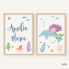 2 quadres infantils personalitzats – Sirena amb dofí | Decoració nenes