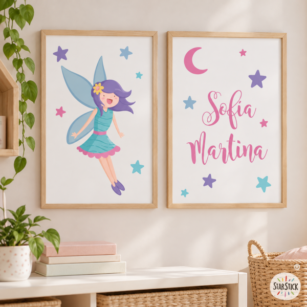 2 quadres infantils per a nena – Fada màgica | Decoració infantil