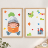 Niña caballero leyendo - Conjunto de 2 Cuadros personalizables - Ideas decoración infantil