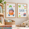 Nena cavaller llegint - 2 Quadres personalitzables - Idees decoració infantil