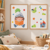 Nena cavaller llegint - 2 Quadres personalitzables - Idees decoració infantil