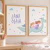 Tableaux  personnalisées pour enfants - Dragon avec 2 princesses