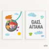 Pack de 2 cuadros decorativos - Niño y niña en el columpio