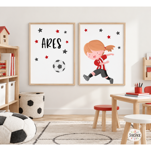 Personalitza amb els colors del teu equip – 2 quadres nena futbolista