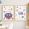 Pack amb 2 quadres - Big monster Music lila - Decoració d'habitacions juvenils