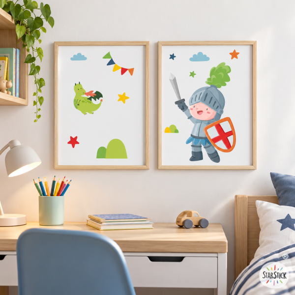 2 Kids’ Prints – Medieval Knight | Boys’ Room Decor
