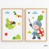 2 cuadros infantiles – Caballero medieval | Decoración habitaciones de niños