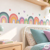 Rainbow children's wall border with stars and hearts, self-adhesive nursery wall decor