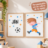 Personaliza con los colores de tu equipo – 2 láminas niño futbolista | Decoración infantil