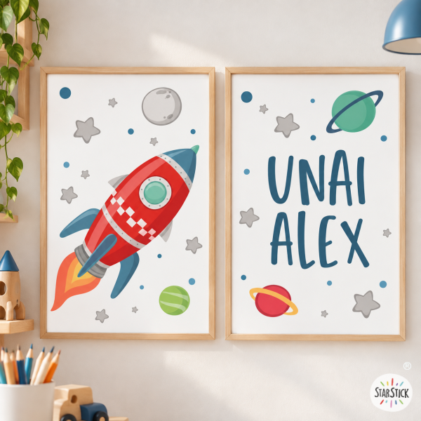 Pack de 2 cuadres decoratius - Coet a l'espai