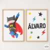 Pack de 2 cadres enfant – Super-héros Batboy | Décoration pour garçon