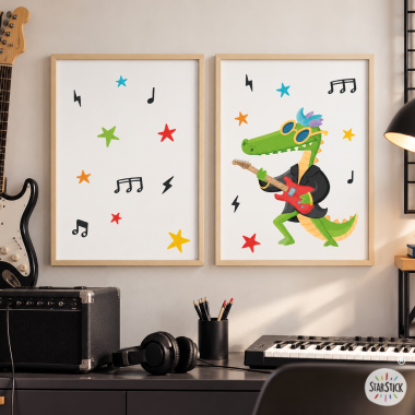 Pack de 2 tableaux enfants - Rocker Crocodile
