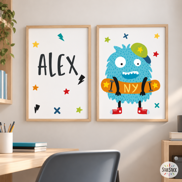 2 Cuadros juveniles - Big Monster Skater - Decoración original