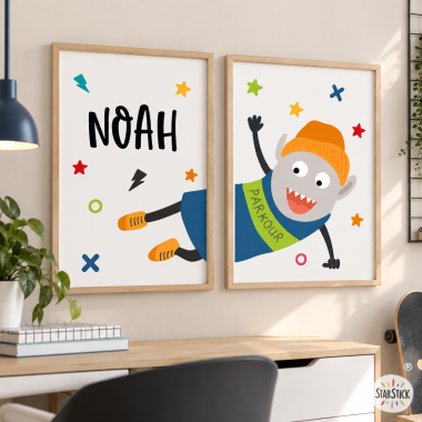 Original and fun youth decoration - Big monster Parkour - Pack of 2 posters