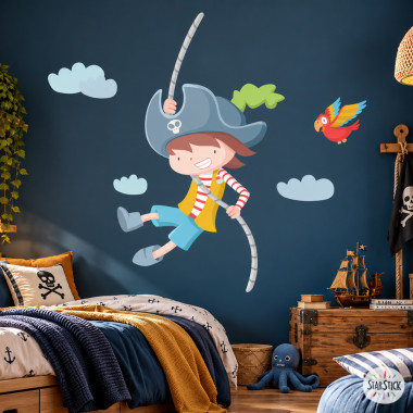 Vinilos infantiles asalto pirata niño – Pegatina pared para habitación infantil
