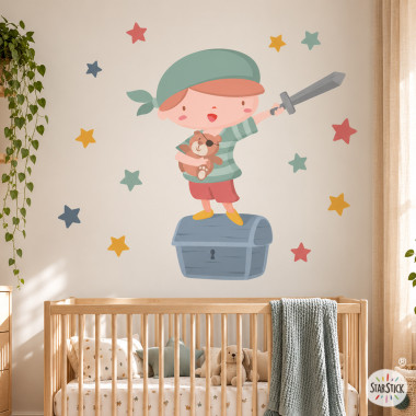 Sticker mural enfant Super garçon pirate – Décoration chambre bébé et enfant