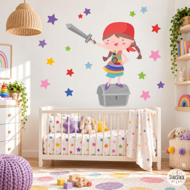 Sticker mural fille pirate...