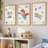 Súper niño - 3 cuadros infantiles personalizados para su habitación