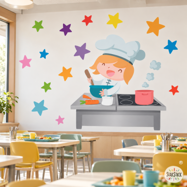 Divertida cocinera - Vinilo mural para decorar comedores escolares