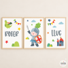 3 decorative kids’ wall art prints - Medieval knight for boys