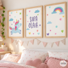 3 personalised kids’ wall art prints - Unicorn - Kids’ room decor
