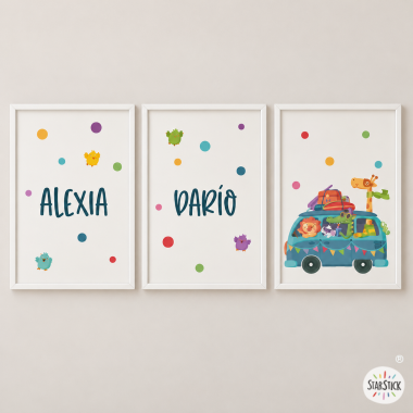 Pack de 3 tableaux enfants personnalisables - Camping van