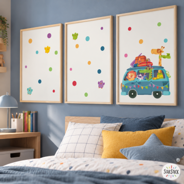 Pack de 3 tableaux enfants personnalisables - Camping van