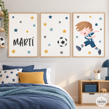3 láminas infantiles con los colores de tu equipo - Niño jugador de fútbol