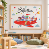 Cuadro infantil para centros educativos - Avión con personaje - Decoración escolar