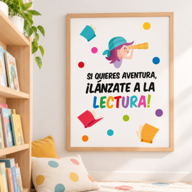 Cuadro para espacios de lectura - Lánzate a la lectura - Decoración para centros educativos