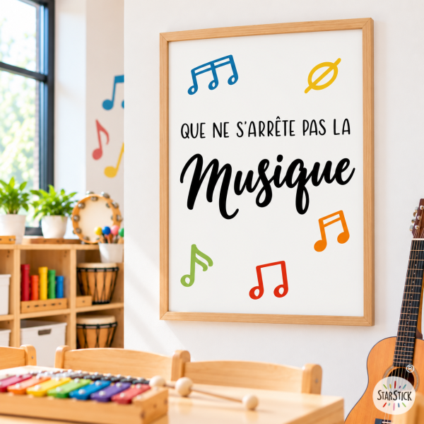 Affiche éducative - Que la musique ne s’arrête jamais - Décoration pour établissements éducatifs