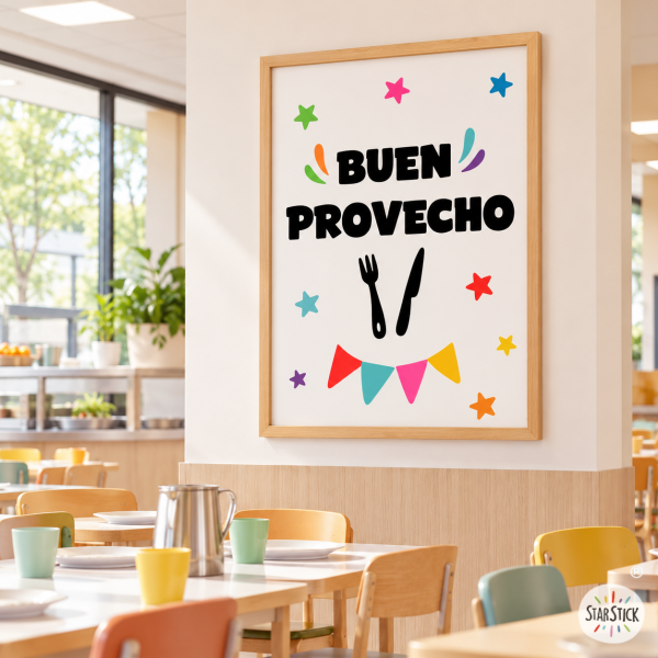 Cuadro decorativo para comedores escolares - Buen provecho