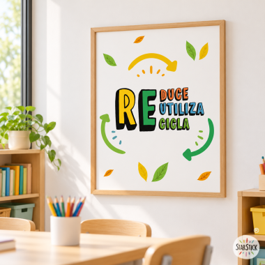Decorative sheet for educational centers - Reduce, recycle, reuse