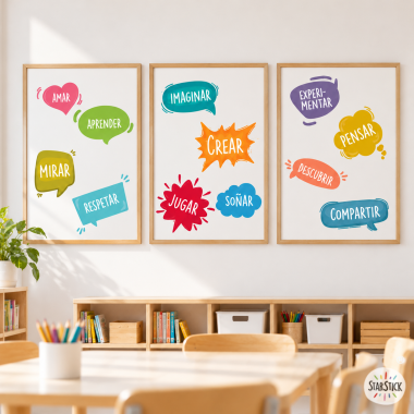 Pack de 3 cuadros para decorar escuelas e institutos - Bocadillos motivación