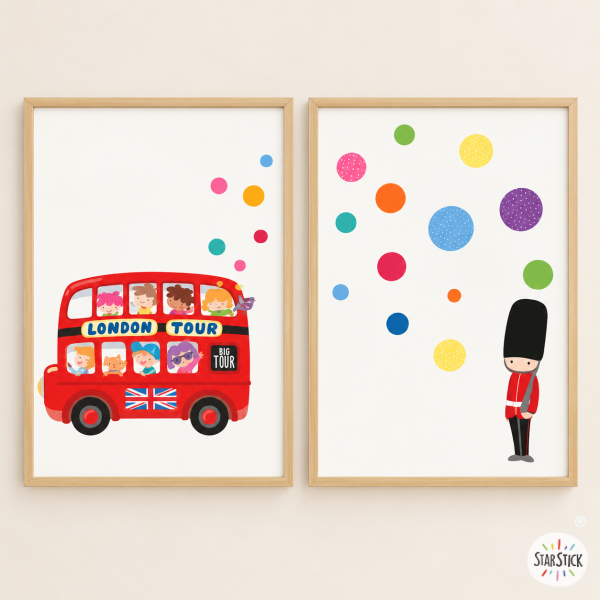 2 affiches décoratives pour salles de classe d’anglais - London Bus
