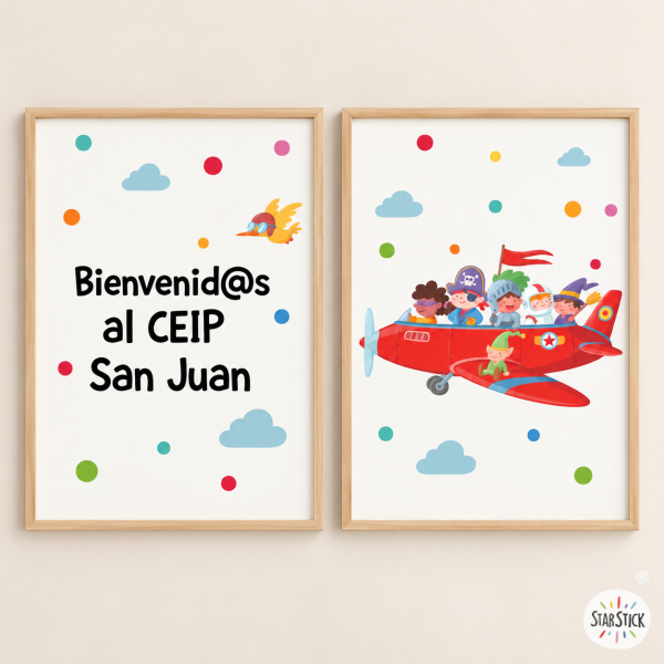 Customisable School Decor | Set of 2 Educational Airplane Prints