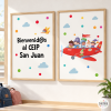 Decoración escolar personalizable| Pack 2 cuadros educativos avión