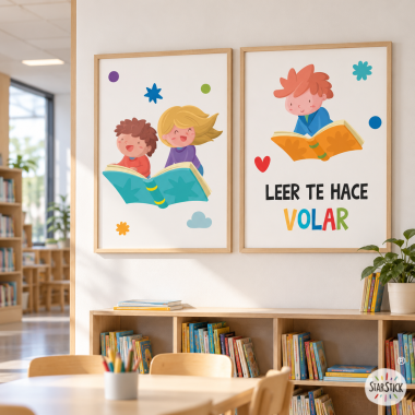 Pack de 2 láminas decorativas para colegios - El mágico mundo de la lectura