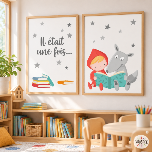 Set of 2 Educational Prints for Schools - Little Red Riding Hood and the Wolf